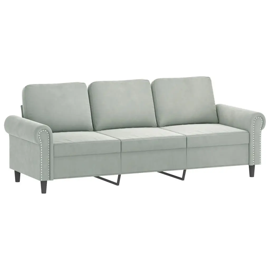 Grey Velvet 2 Piece Sofa Set with Cushions