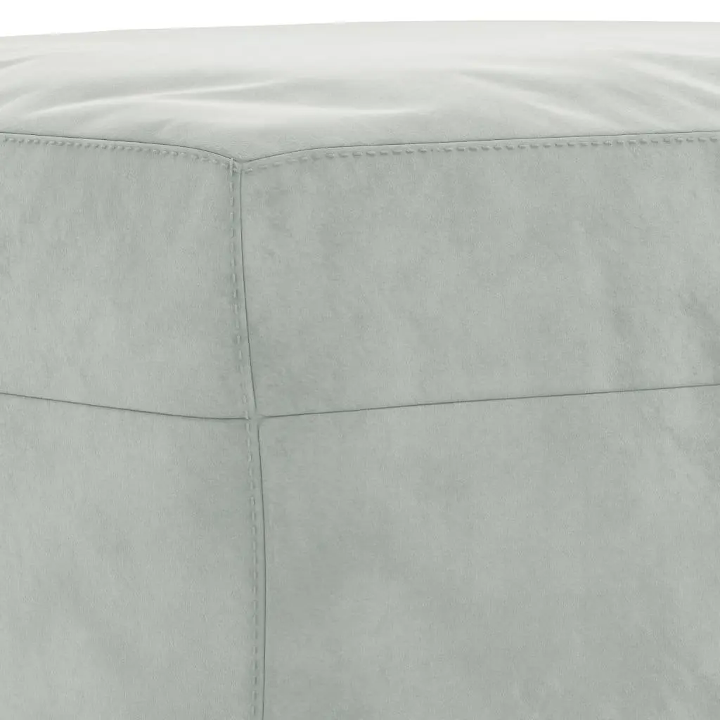 Grey Velvet 3 Piece Sofa Set with Cushions & Footstool