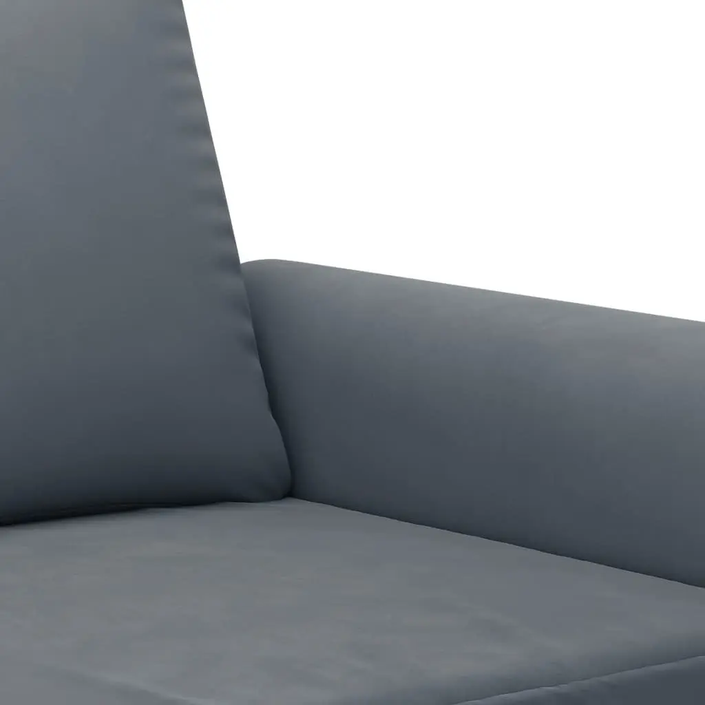 Grey Velvet 3 Piece Sofa Set with Footstool