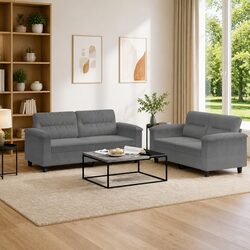 Stylish 2-Piece Sofa Set in Durable Grey Microfibre