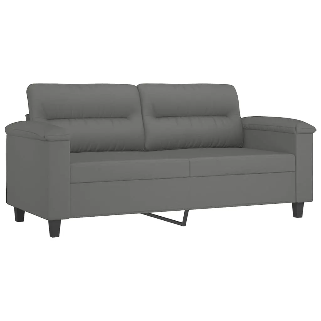 2-Piece Sofa Set in Durable Grey Microfibre