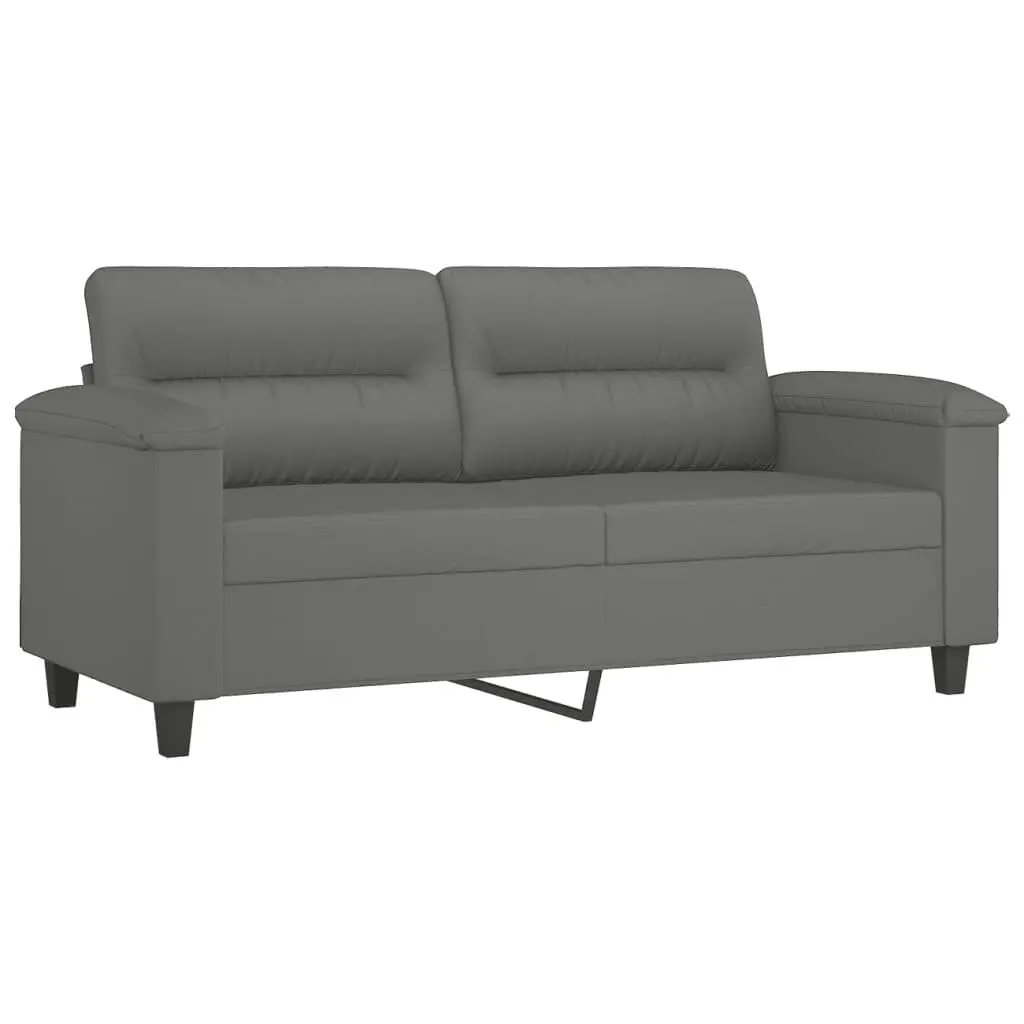 Grey Microfibre 3 Piece Sofa Set with Cushions