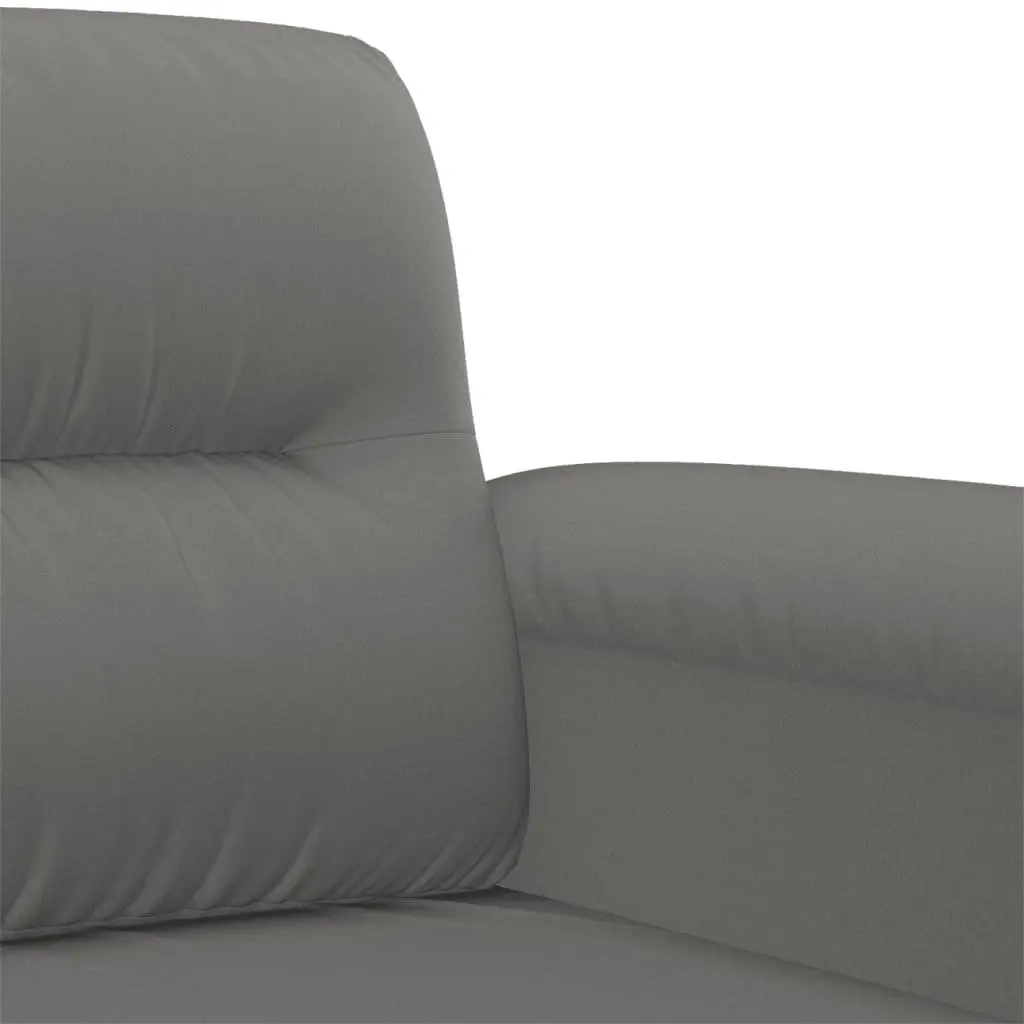 Grey Microfibre 3 Piece Sofa Set with Cushions
