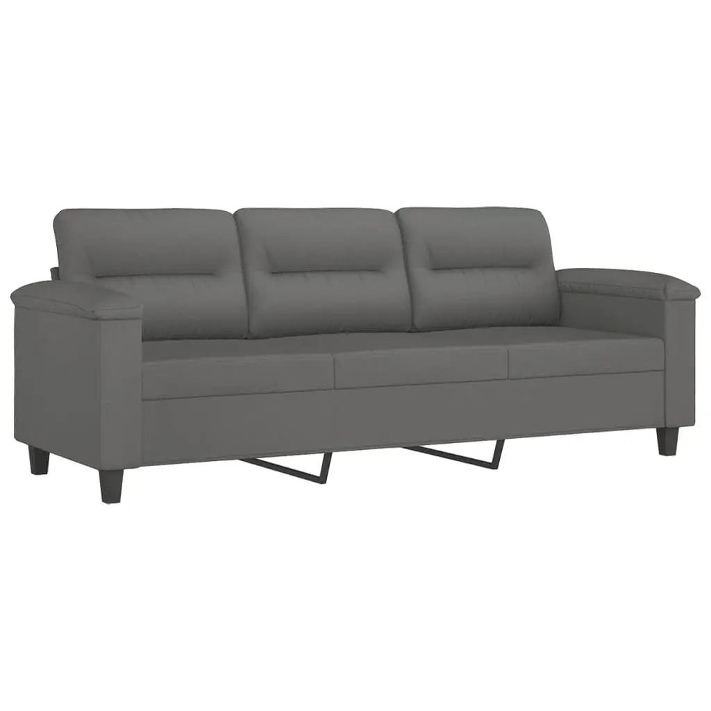 2 Piece Grey Microfibre Sofa Set for Living Rooms