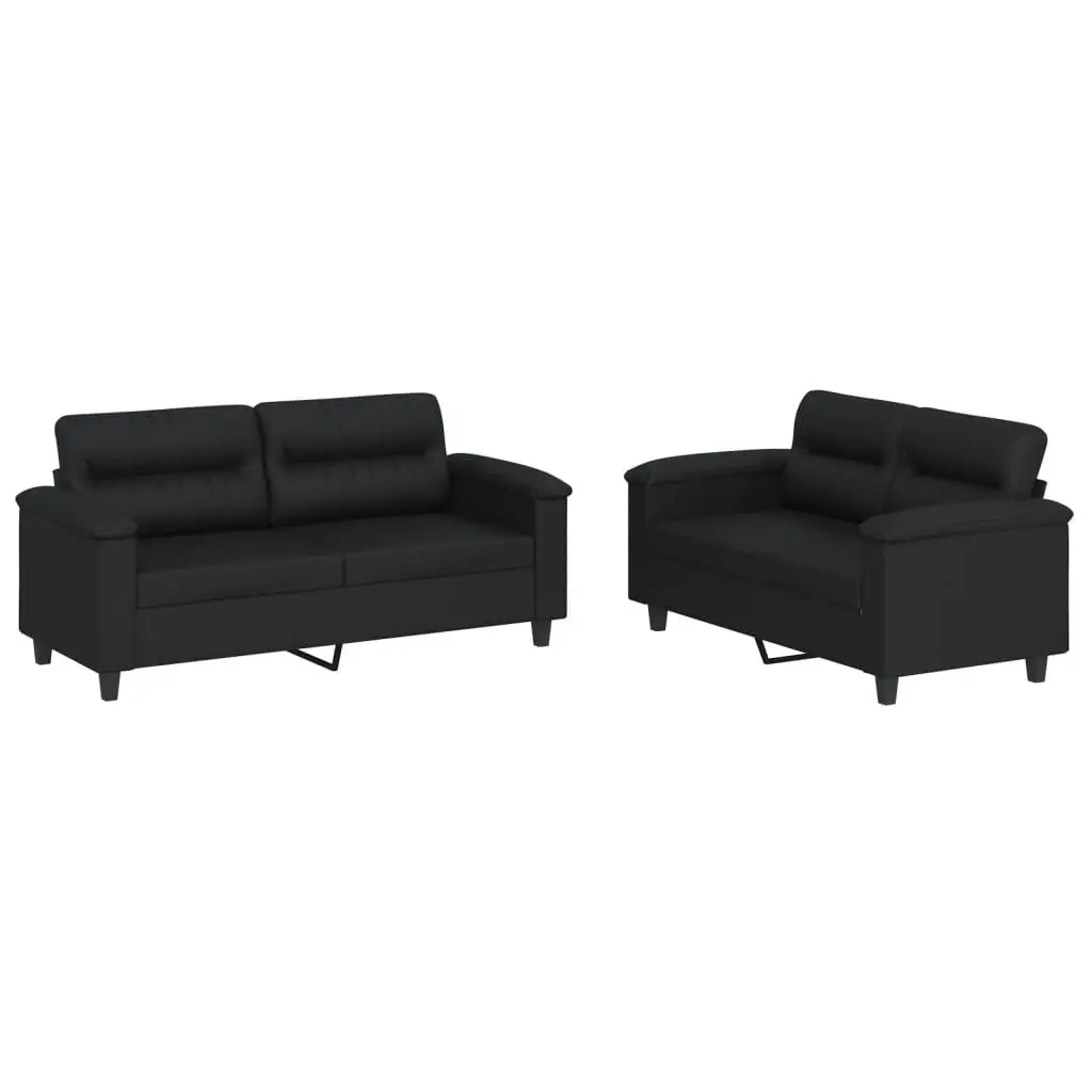 Sofa Set Faux Leather 2 Piece Black