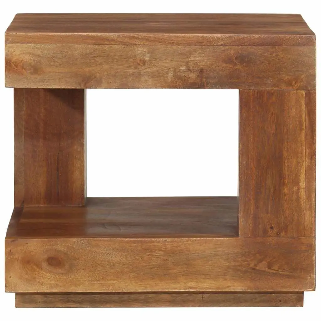 Solid Acacia Wood Coffee Table with Storage Shelf 45x45x40 cm