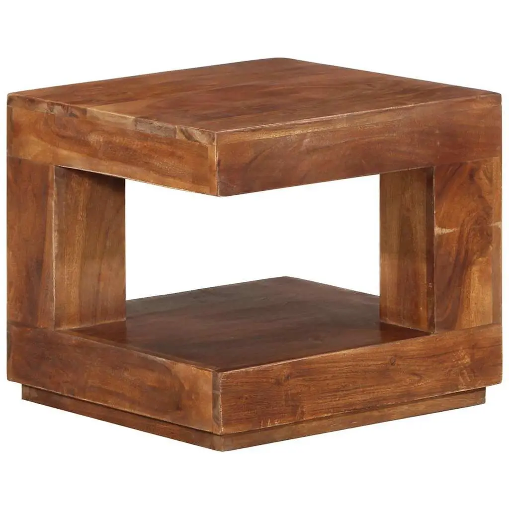Solid Acacia Wood Coffee Table with Storage Shelf 45x45x40 cm