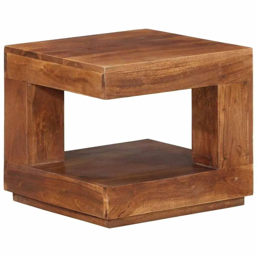 Solid Acacia Wood Coffee Table with Storage Shelf 45x45x40 cm