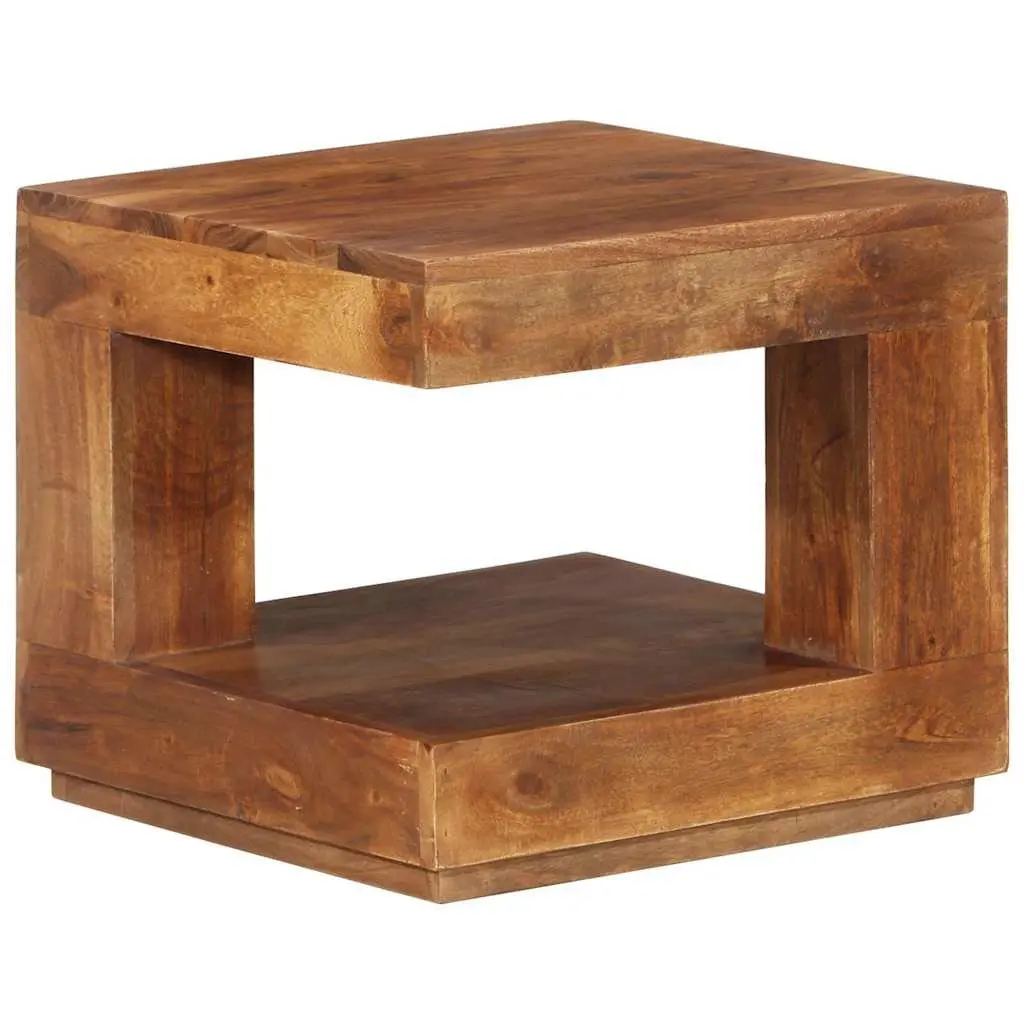 Solid Acacia Wood Coffee Table with Storage Shelf 45x45x40 cm
