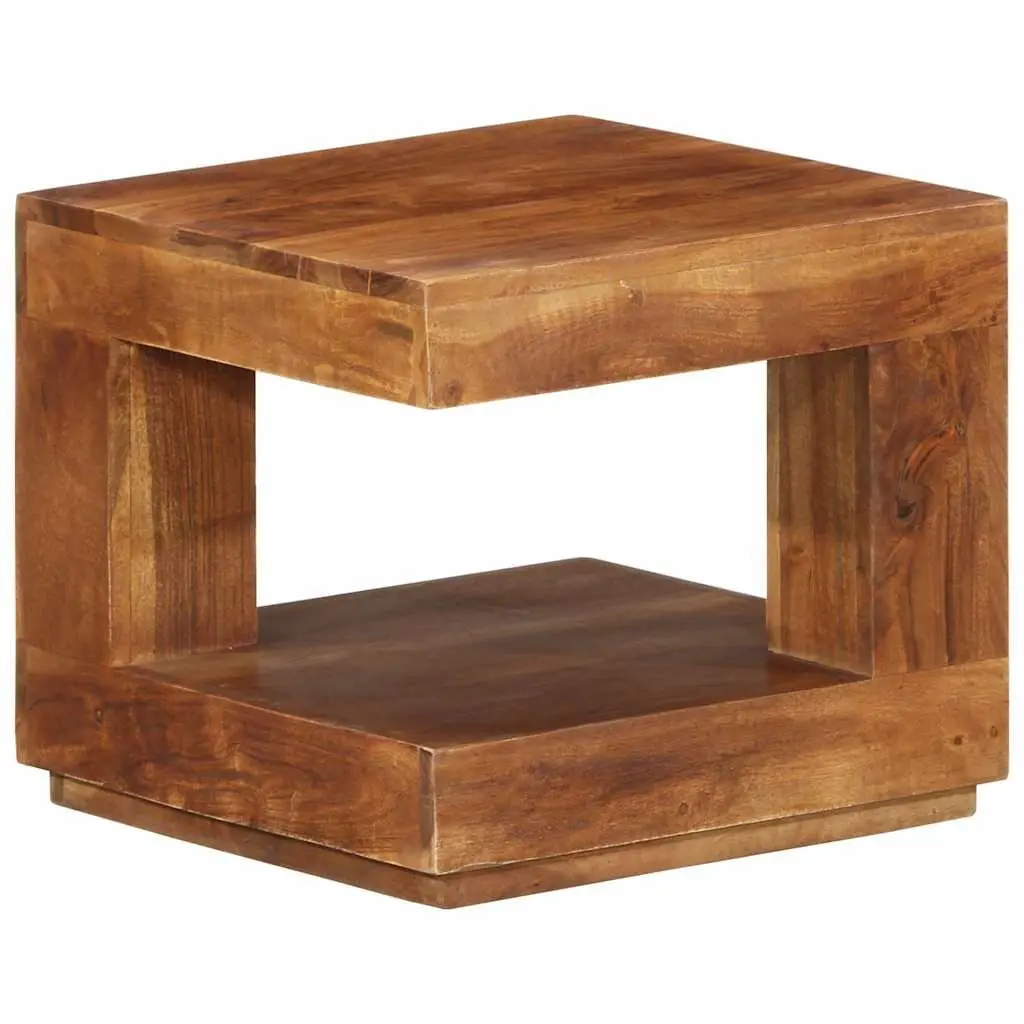 Solid Acacia Wood Coffee Table with Storage Shelf 45x45x40 cm