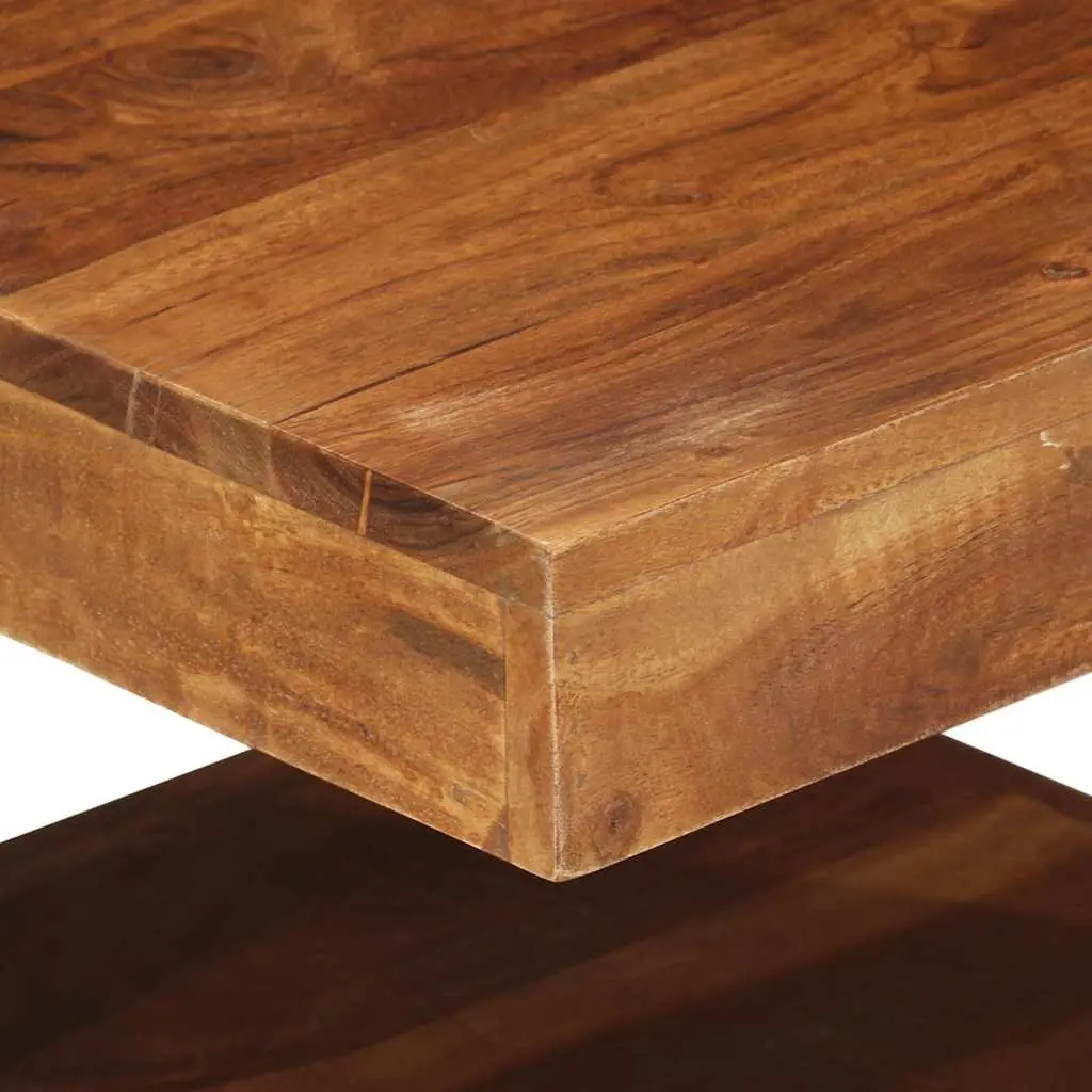 Solid Acacia Wood Coffee Table with Storage Shelf 45x45x40 cm