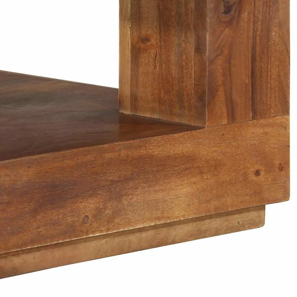 Solid Acacia Wood Coffee Table with Storage Shelf 45x45x40 cm