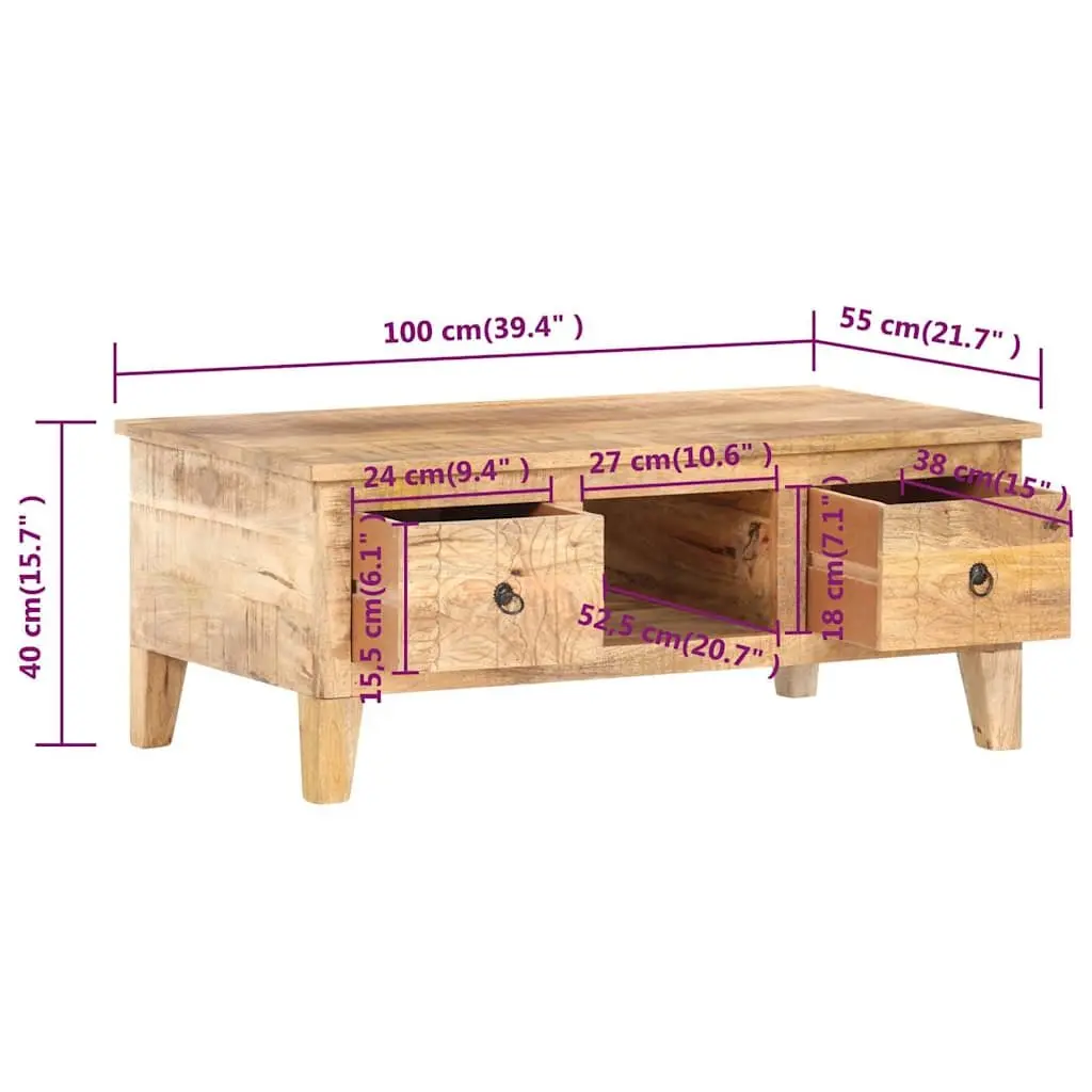 Coffee Table 100x55x40 cm with Storage Drawers