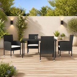 Premium 5-Piece Garden Dining Set with Black Rattan