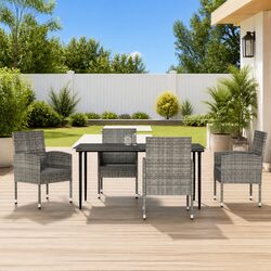 5 Piece Outdoor Garden Dining Set with Steel Frame
