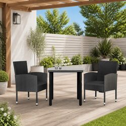 Durable Garden Dining Set 3 Piece Outdoor Patio Black