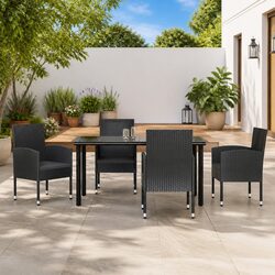 High-Quality 5 Piece Garden Dining Set in Black