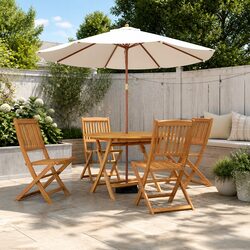 5 Piece Garden Dining Set in Brown Acacia Wood