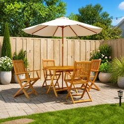 Folding Table 5 Piece Garden Dining Set in Solid Acacia