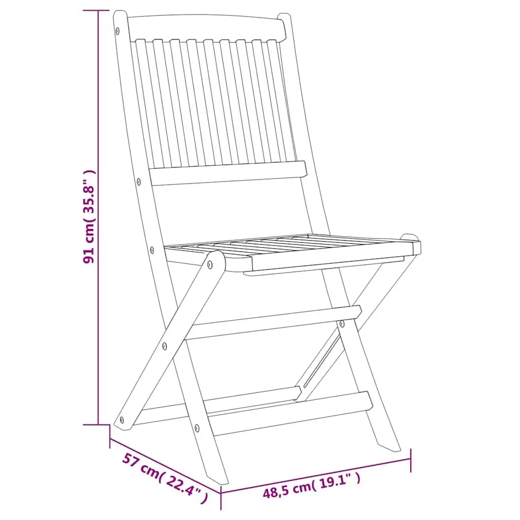 Folding Table 5 Piece Garden Dining Set in Solid Acacia