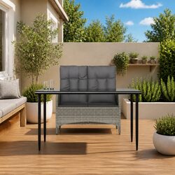 2-Piece Grey Poly Rattan Garden Dining Set