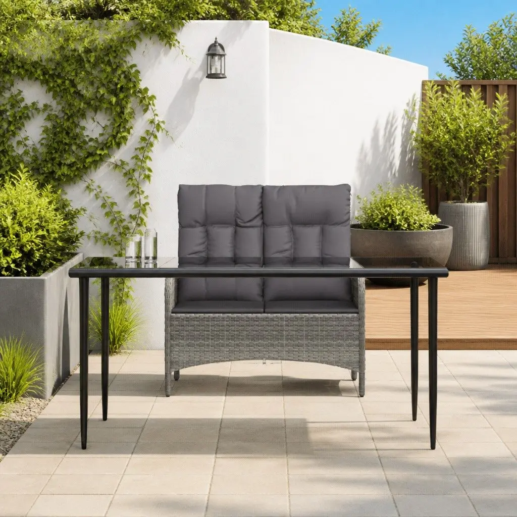 Grey Poly Rattan 2 Piece Outdoor Garden Dining Set