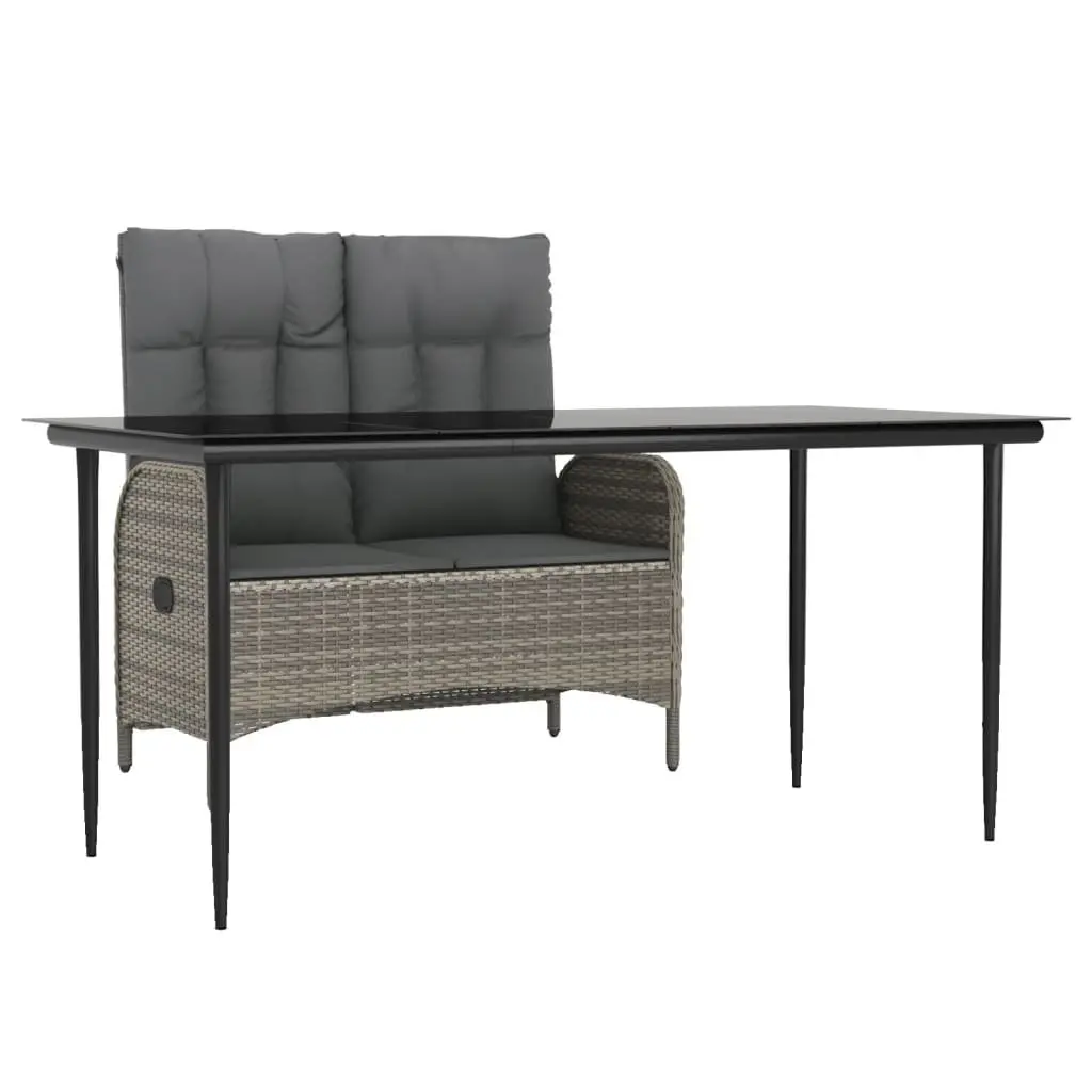 Grey Poly Rattan 2 Piece Outdoor Garden Dining Set