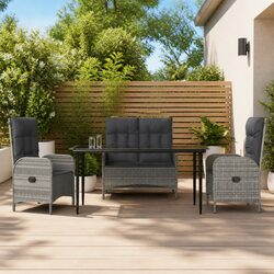 Stylish 4-Piece Garden Dining Set with Grey Poly Rattan