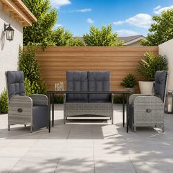 Durable Garden Dining Set - 4 Piece Outdoor Furniture in Grey