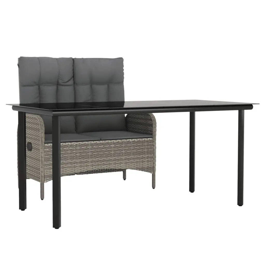 Garden Dining Set Poly Rattan Grey 2 Piece Table Bench
