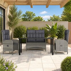 Grey Poly Rattan 4 Piece Garden Dining Set