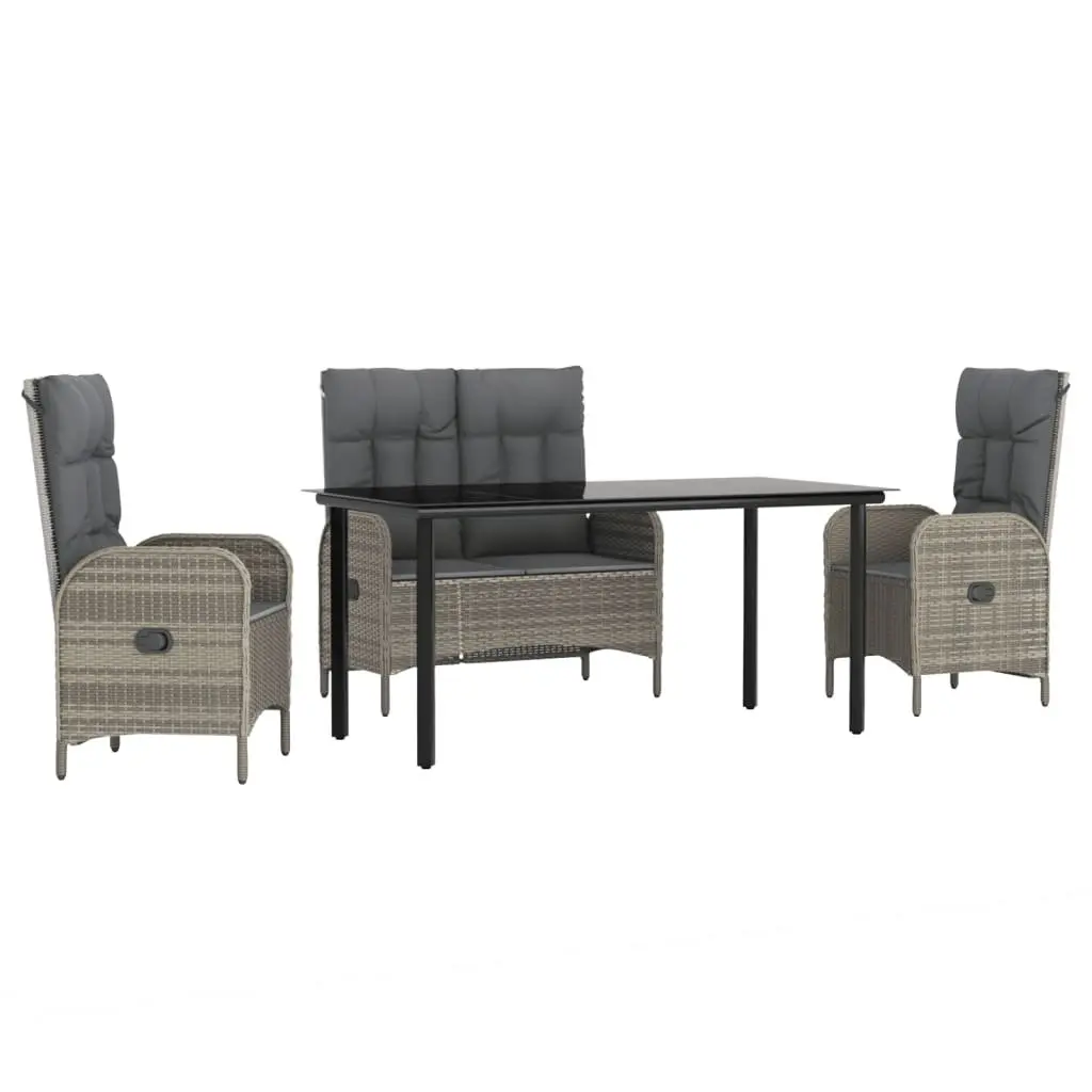 Grey Poly Rattan 4 Piece Garden Dining Set