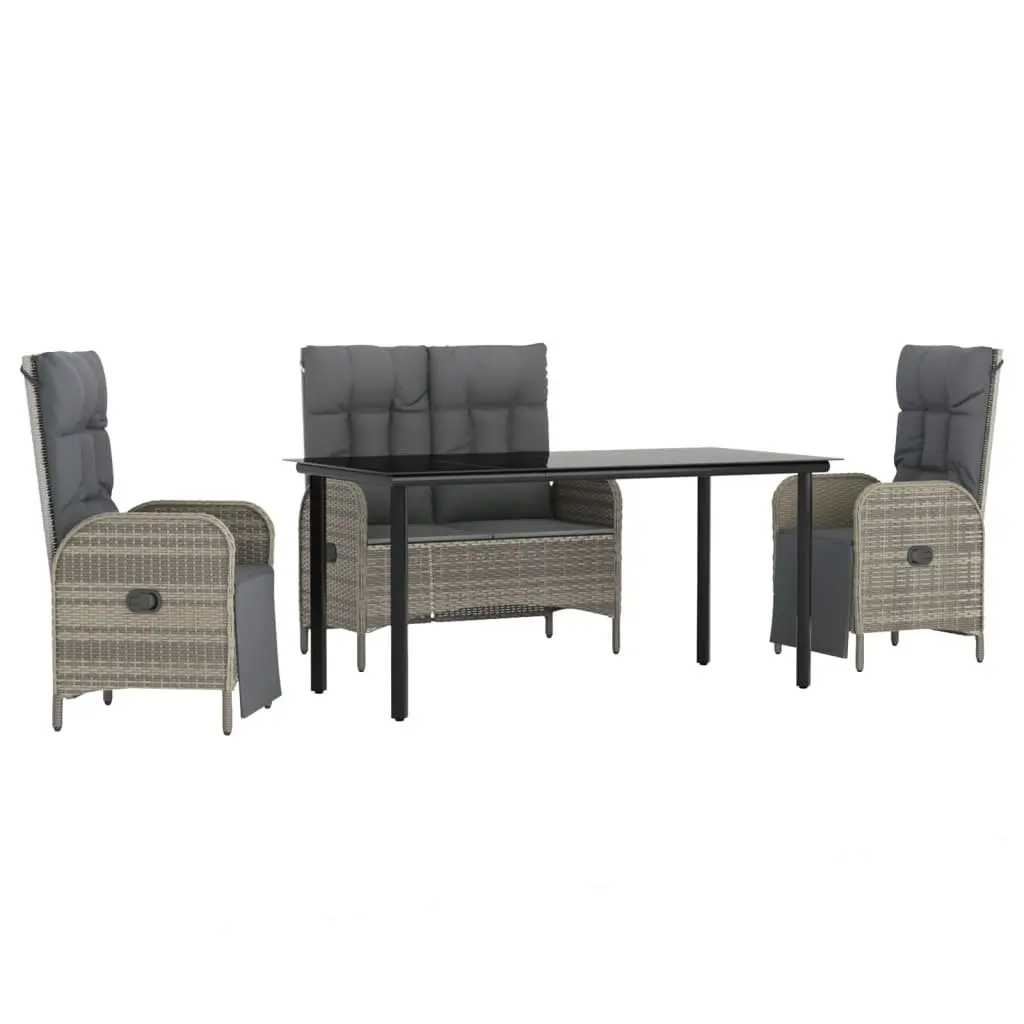 4 Piece Garden Dining Set with Cushions in Grey