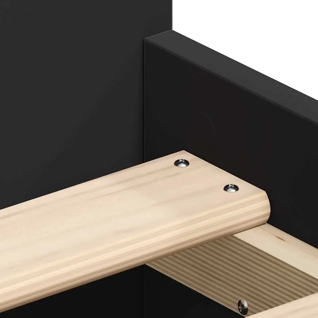 Black Bed Frame 90x190 cm with Storage Drawers