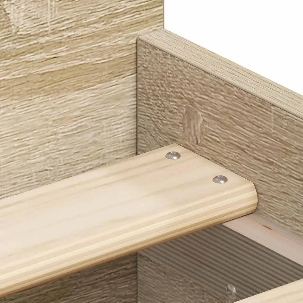 Brown Engineered Wood Bed Frame 90x190 cm with Storage