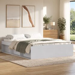 Modern White Bed Frame with Storage 150x200 cm