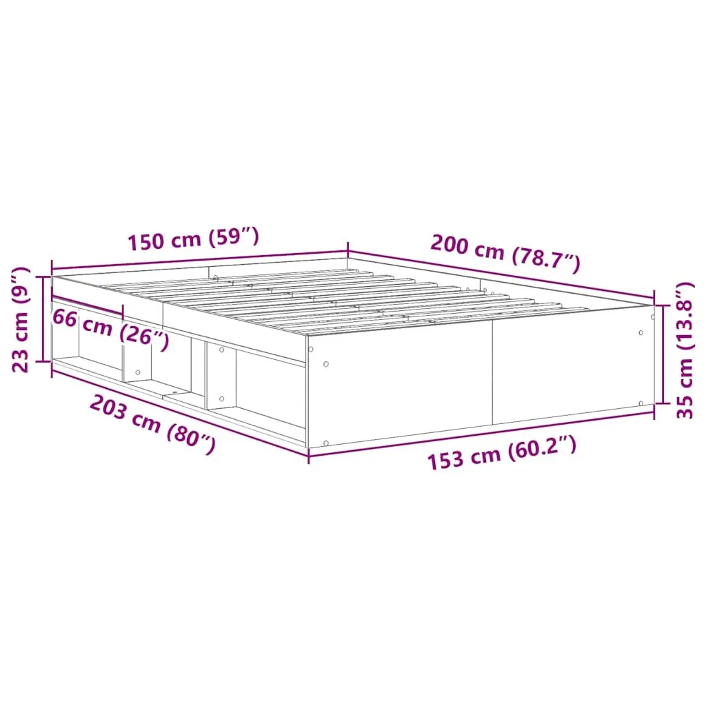 White Bed Frame with Storage 150x200 cm