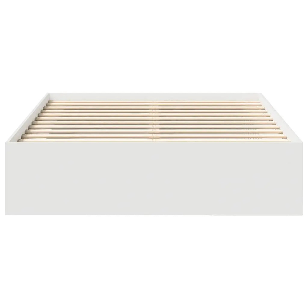 Bed Frame Engineered Wood 135x190 cm White Modern Storage Platform