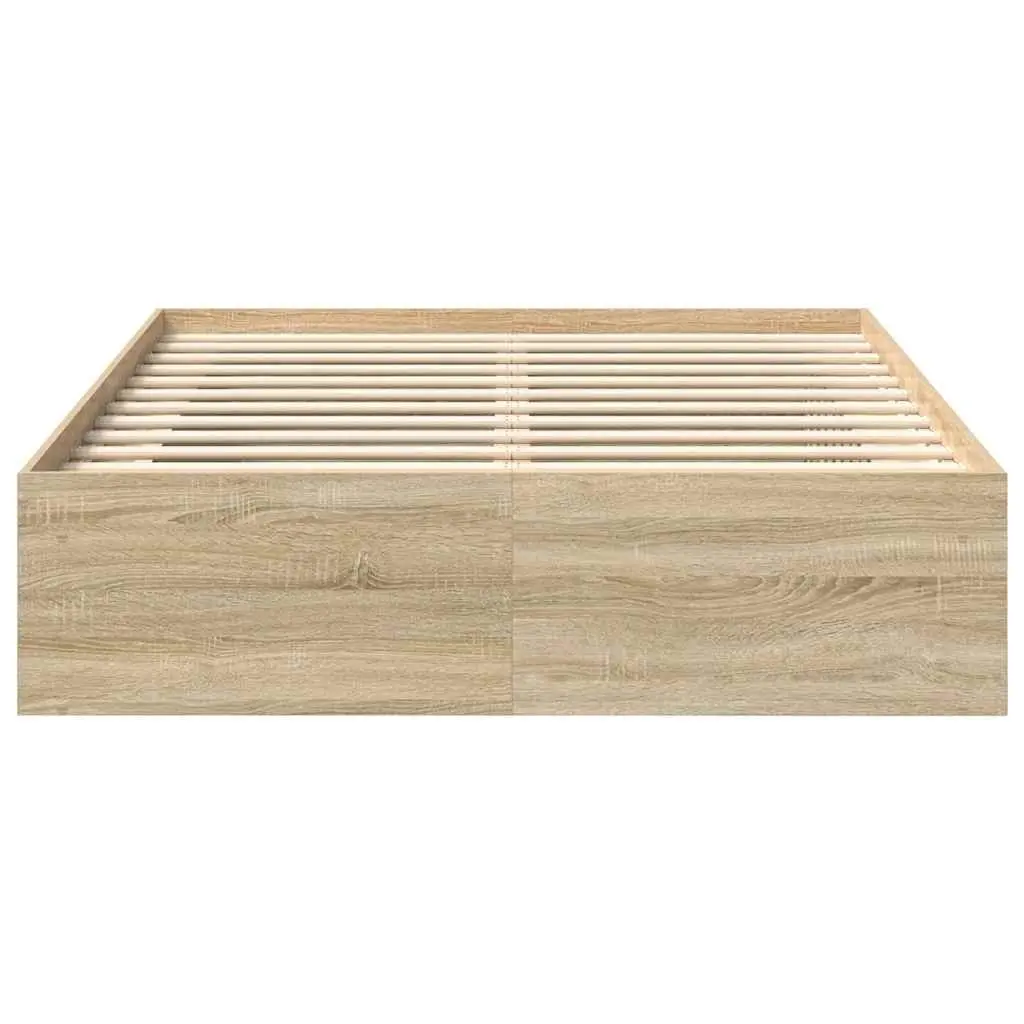 Queen Size Bed Frame with Storage in Brown Wood