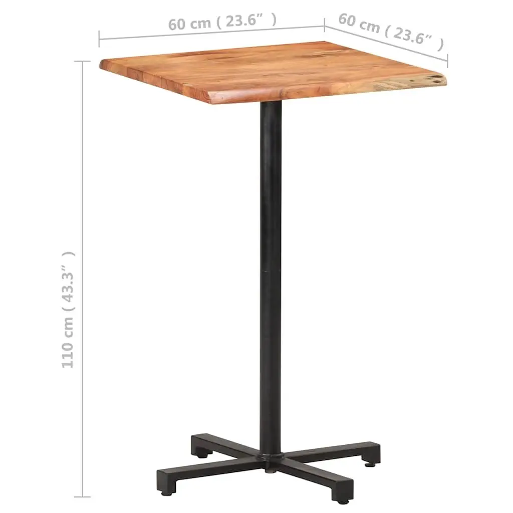 Solid Acacia Wood Bar Table with Live Edges 60x60x110cm