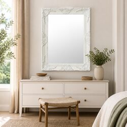 Ornate Baroque Style Wall Mirror 50x60 cm White Frame