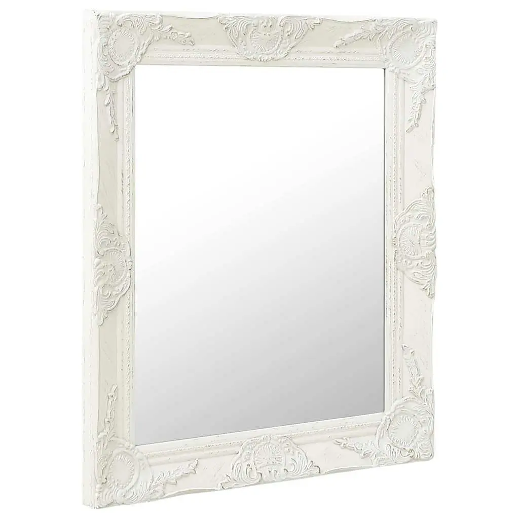 Ornate Baroque Style Wall Mirror 50x60 cm White Frame