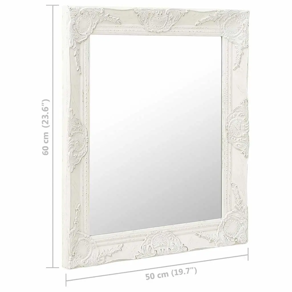 Ornate Baroque Style Wall Mirror 50x60 cm White Frame