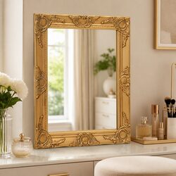 Ornate Baroque Wall Mirror with Gold Frame 50x60 cm