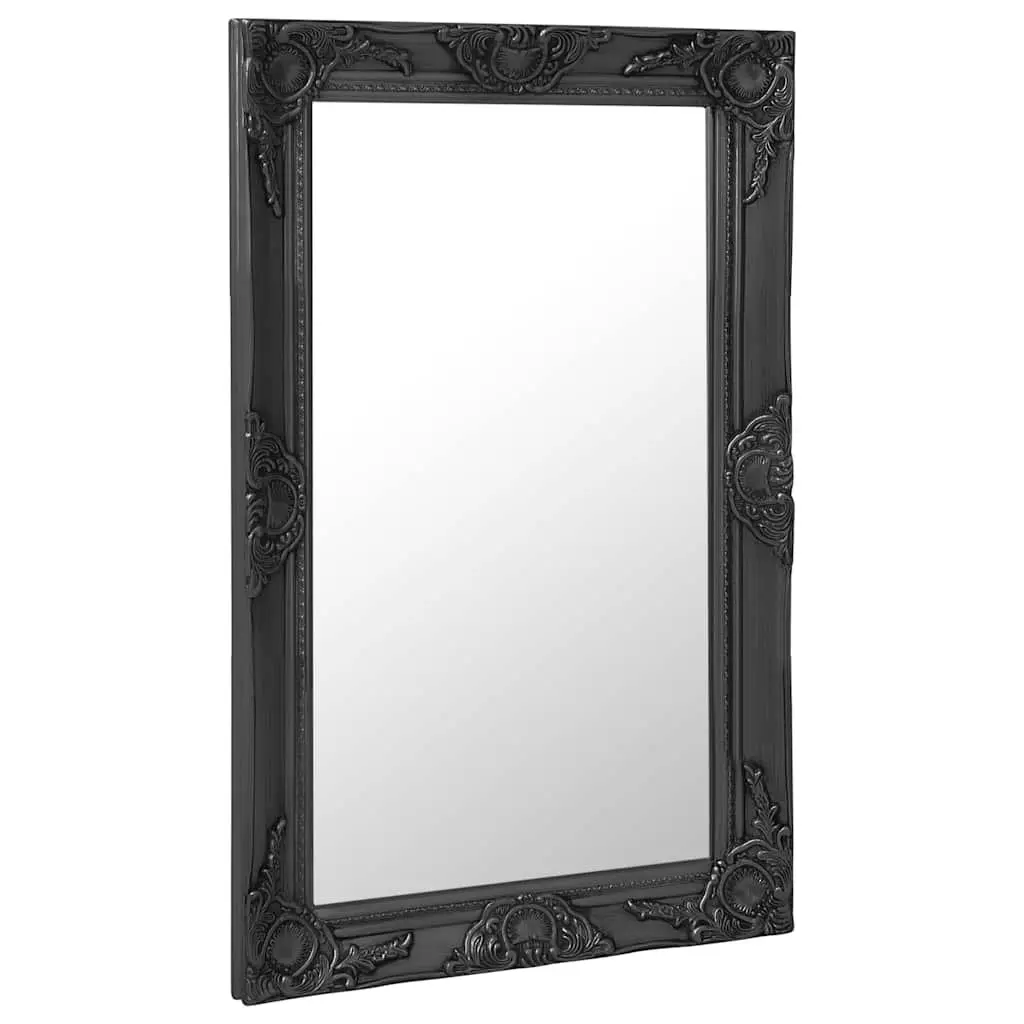 Wall Mirror Wood 50x80cm Black Baroque Style Decorative Frame Antique Look