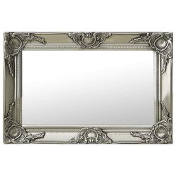 Elegant Silver Baroque Wall Mirror 60x40 cm