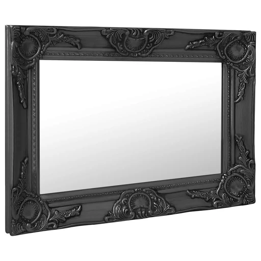 Baroque Style Wall Mirror 60x40 cm Black Frame