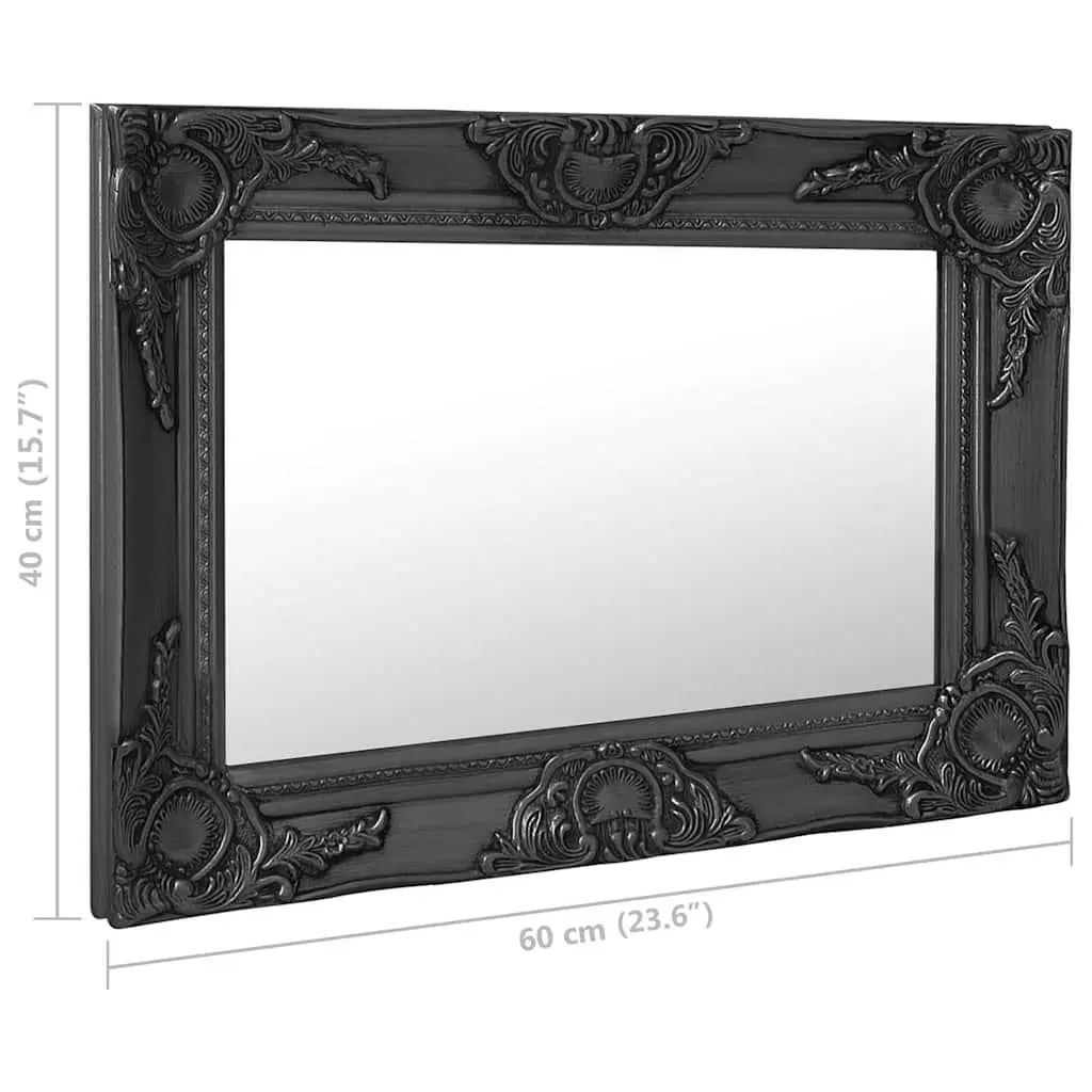 Baroque Style Wall Mirror 60x40 cm Black Frame