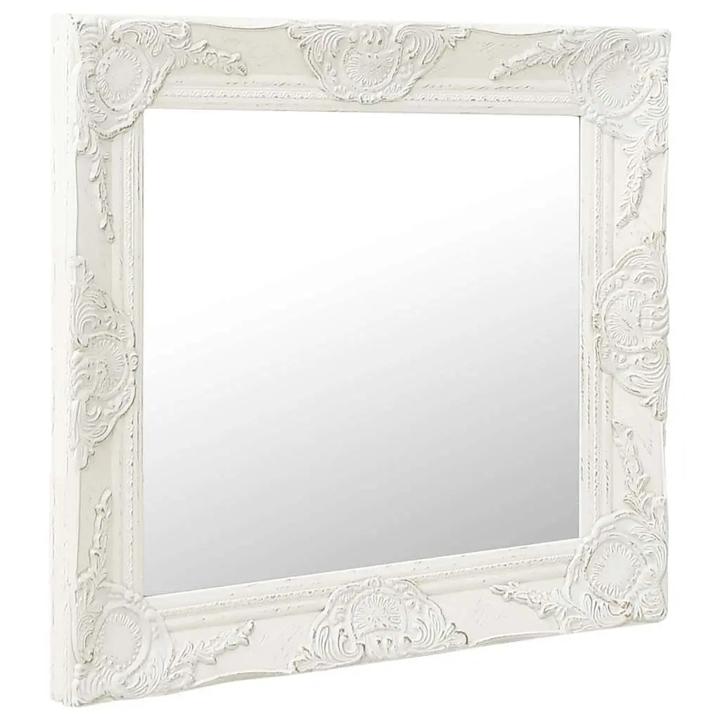 60x60 cm Ornate Baroque White Wall Mirror Decor