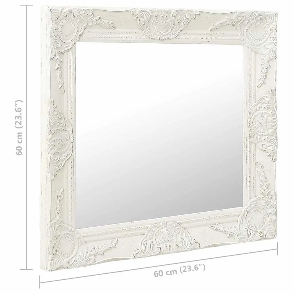 60x60 cm Ornate Baroque White Wall Mirror Decor